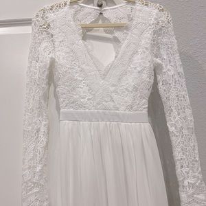 Lulu’s Awaken My Love White Long Sleeve Lace Maxi